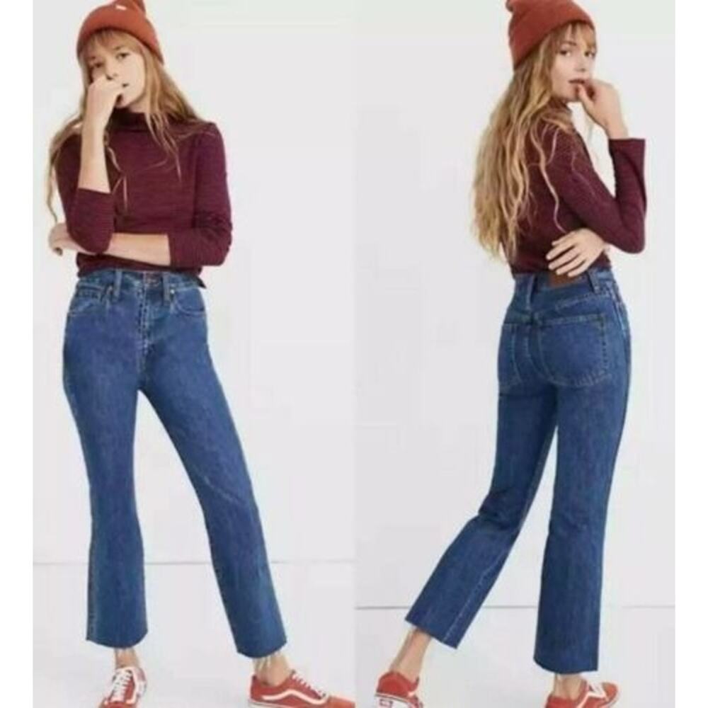 Madewell Women's Rigid Demi Boot‎ Crop Jeans 26 Dark Wash High Rise Pants EUC